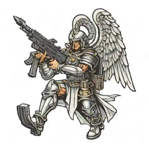Saint Michael With A Machine Gun