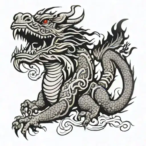 Korean Dragon Black And White