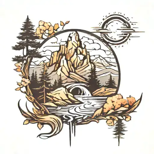 Mountains Water Trees