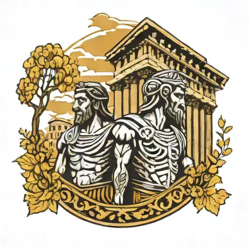 Greeks With Roman Coliseum