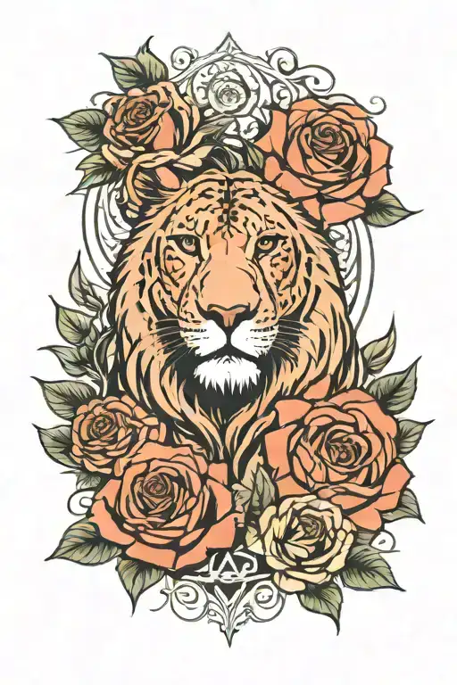 Roses With Mandela And Mom Lion With Cub