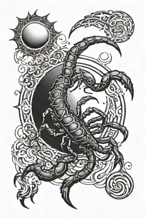 Moon And Sun With Triable Scorpion