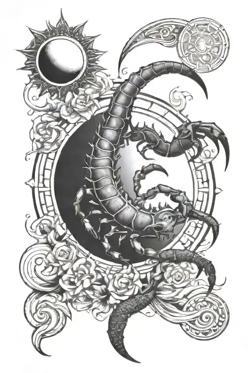 Moon And Sun With Triable Scorpion