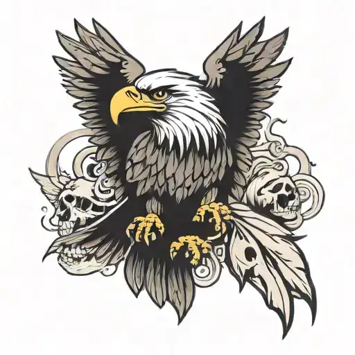 Eagle Holding A Styloid Bone From Skull Face
