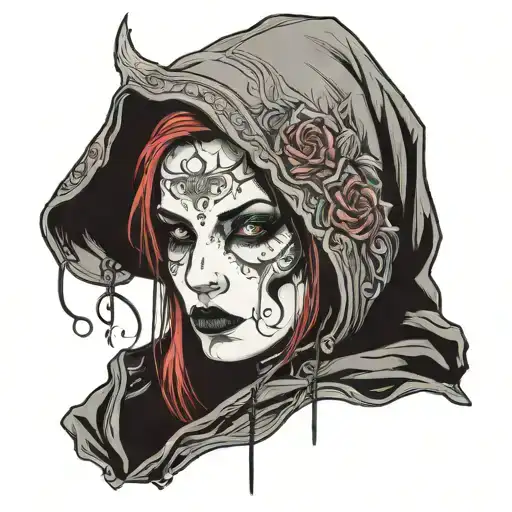 Hooded Goth Woman Posing