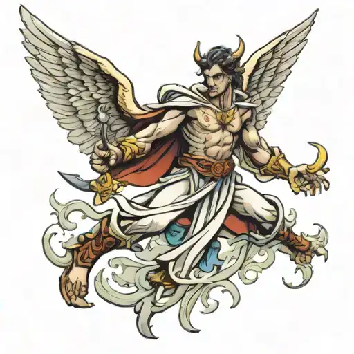 Male Angel Killing Evil Demons