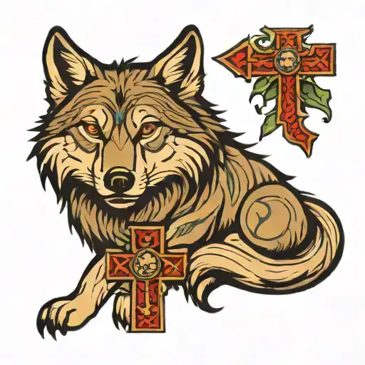 Wolf With A Cross