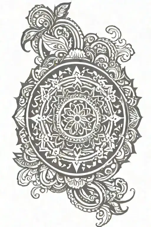 Mandala Design With Sankirt Word Outside For Hand