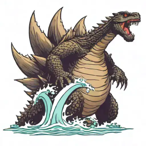 Blind Godzilla Destroying Beach