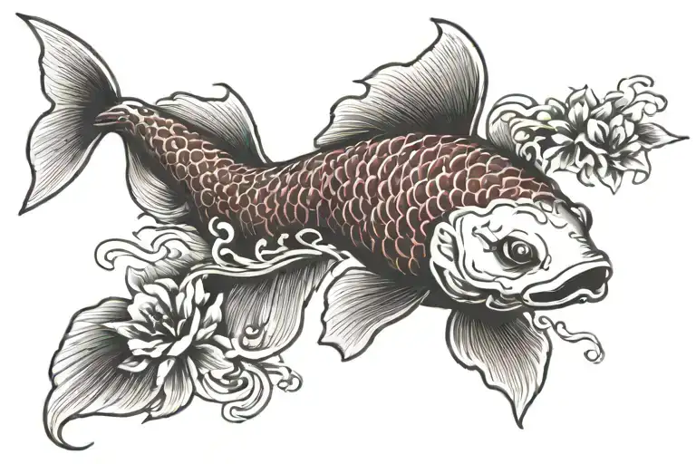 Koi Fish In Red Ink Elegant