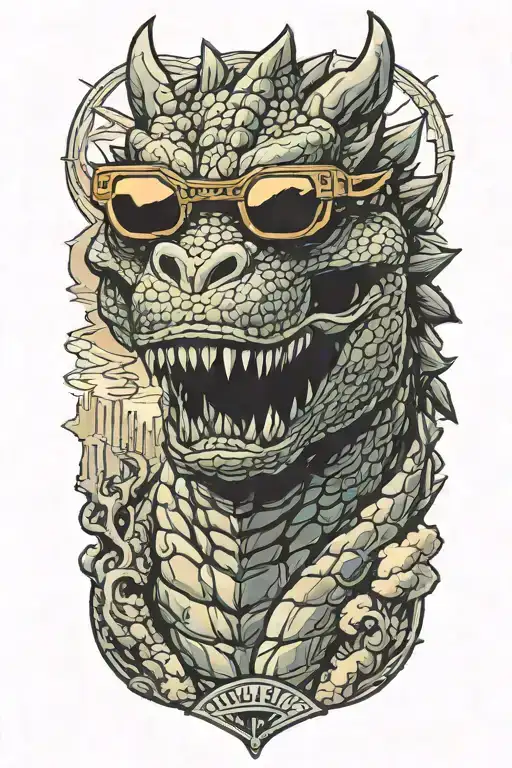 Godzilla Emerging With Sunglasses Looking