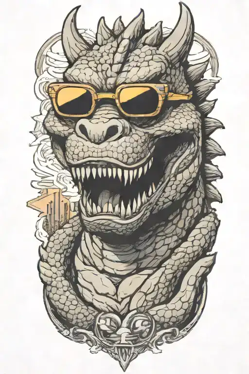 Godzilla Emerging With Sunglasses Looking