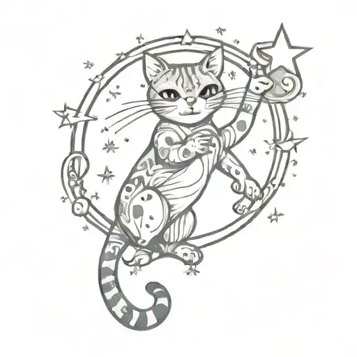Mystical Kitty Reaching Up To Say I Love You Meow Surrounded By Stars