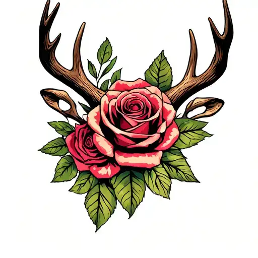Rose And Deer Antlers