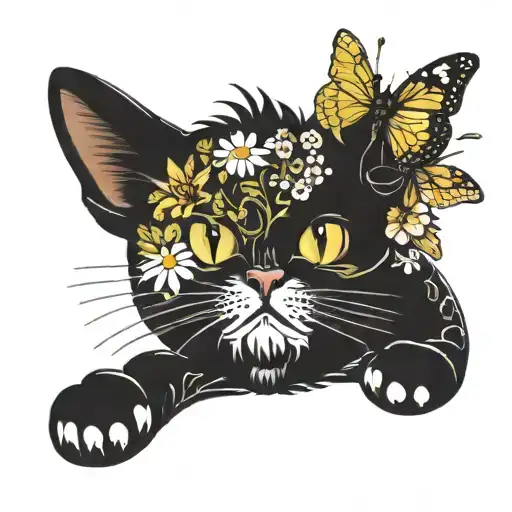 Daisies Dragon Butterfly Grass Cat
