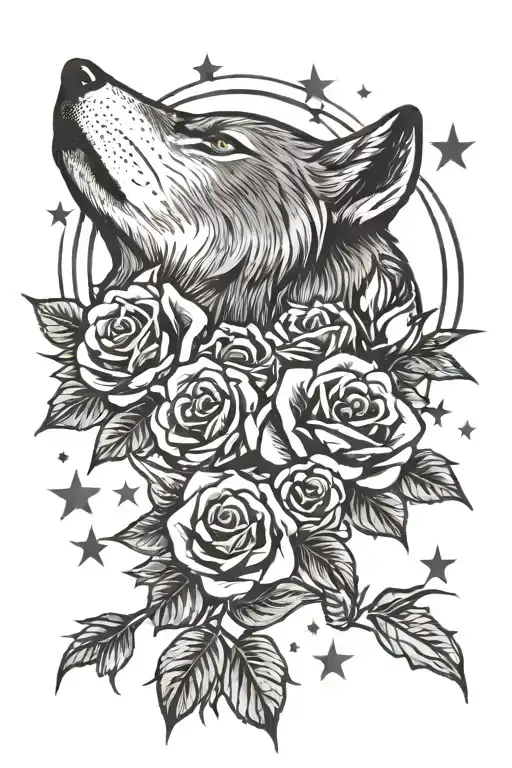 Roses And Stars And Wolf Howling At The Moon