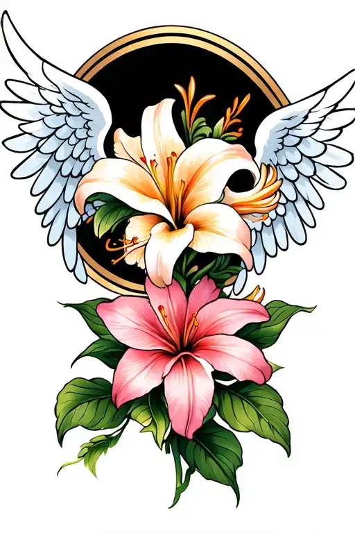 Lilly Flower With Angel Wings