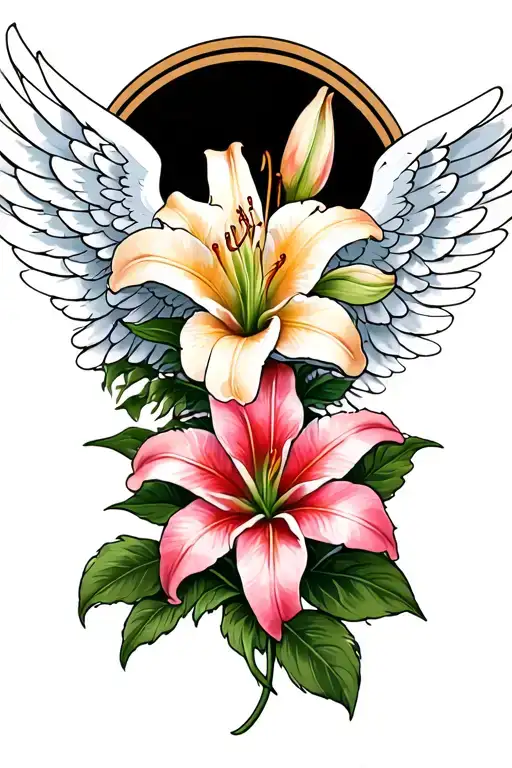 Lilly Flower With Angel Wings