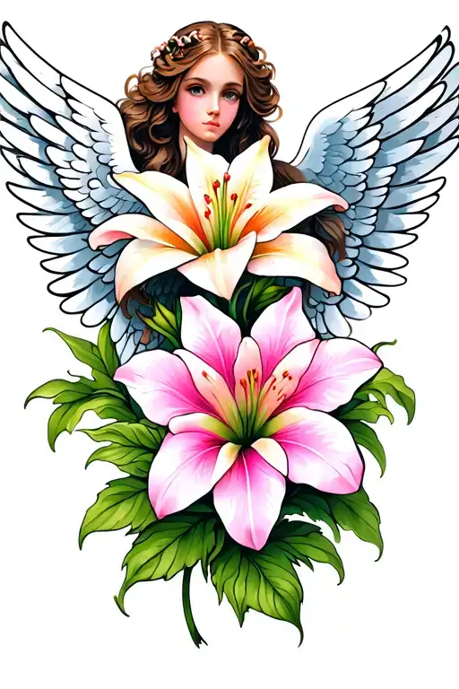 Lilly Flower With Angel Wings