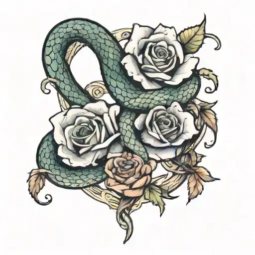 Snake And Rose Intertwined