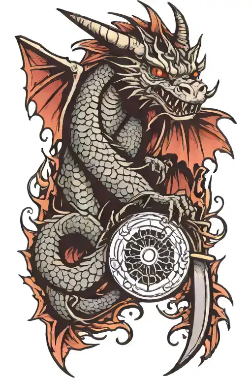 Dragon Wrapped Around A Cricket Bat