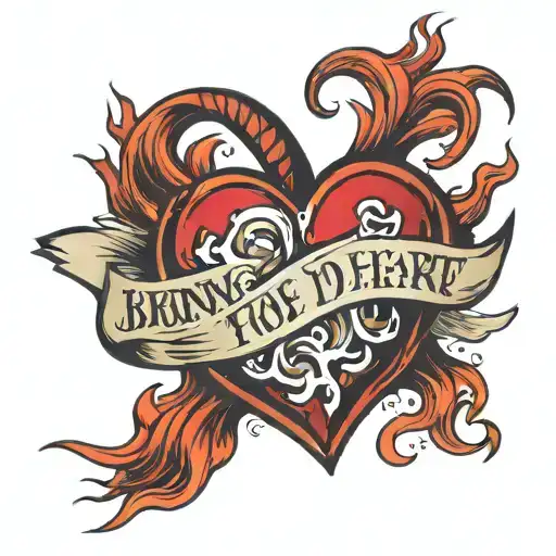 A Burning Heart And The Lettering Burning Heart In Die Middle