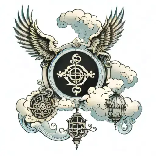 Heaven Gates And Clouds And Blue Cancer Sign