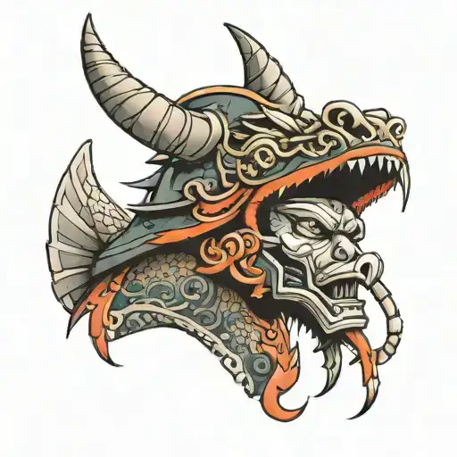 Dragon W Samurai Helmet Adorned
