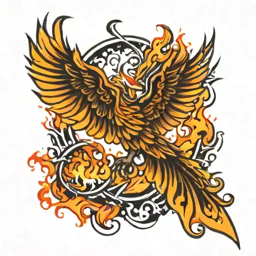 Phoenix Rising From Flames