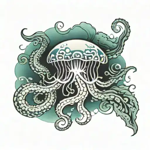 Jellyfish With Dragon Wrapped