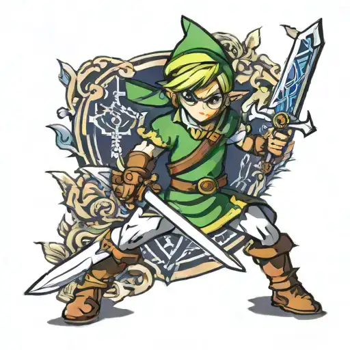 Link Holding The Master Sword