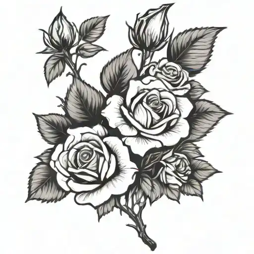 Rose With Thin Stem And Floral Around