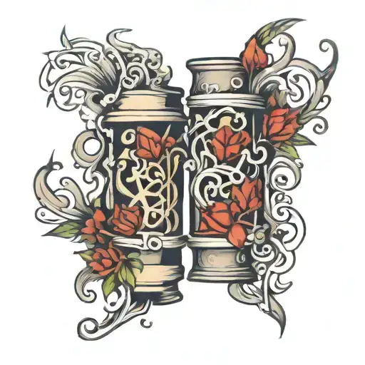 Matching Tattoo Of Broken Colum