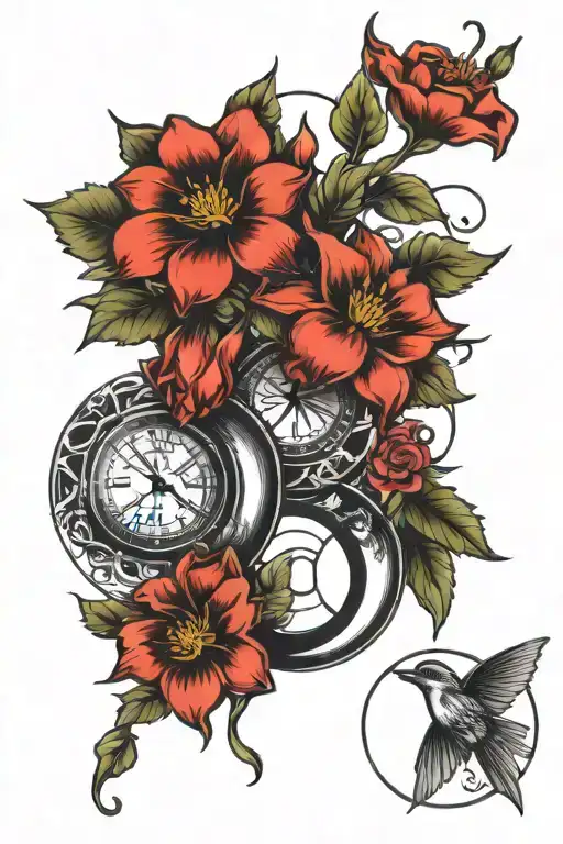 Flowers Intertwined And Camping And Eclipse And Water