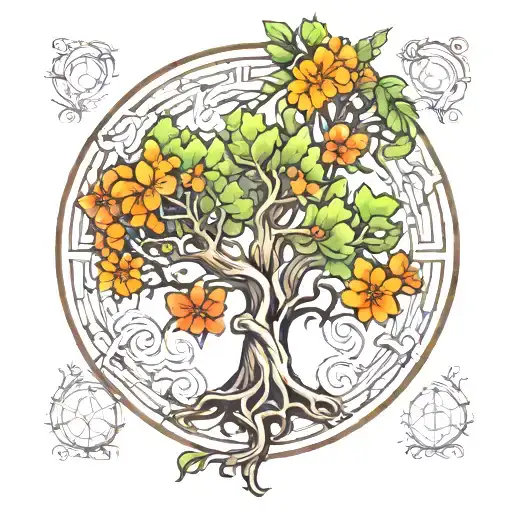 Tree Of Life With Pagen Wheel Botanical