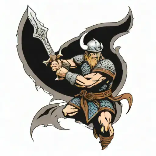 Viking Warrior Coming Out Of A Tunnel