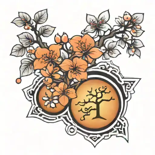 Serotonin Chemical Formula With Sakura Tree