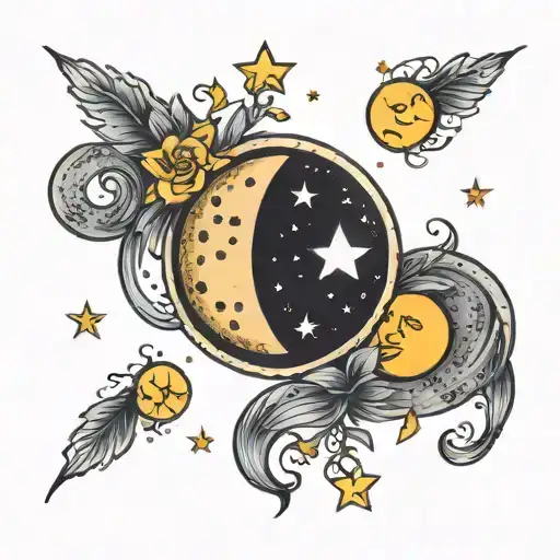Moon Phase Row With Stars
