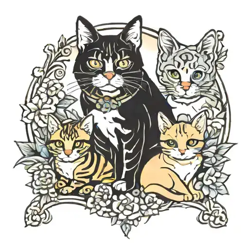 Cat And Family