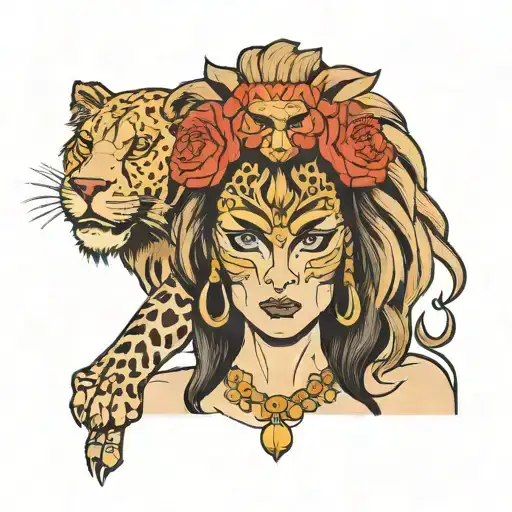 Women With Lion Mask Holding