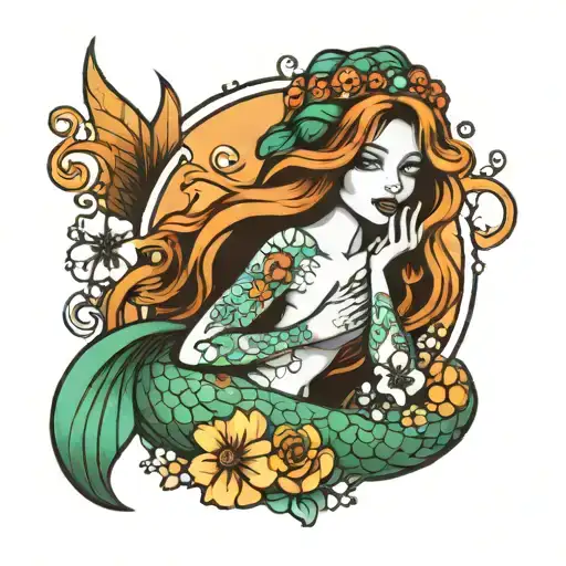 Mermaid With Peace Signs Intertwined