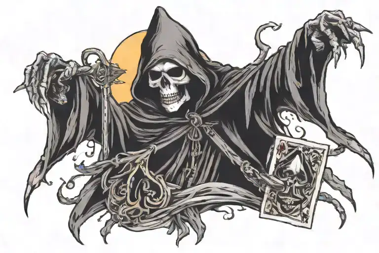 Grim Reaper Holding Ace Of Spades Card