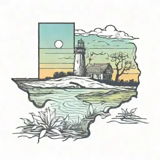 Texas State Outline With Galveston Marsh Scenery Inside