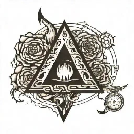 Really Dark Scary Cool Tattoo That Can Cover Up A Triangle And 3 Circles Above It