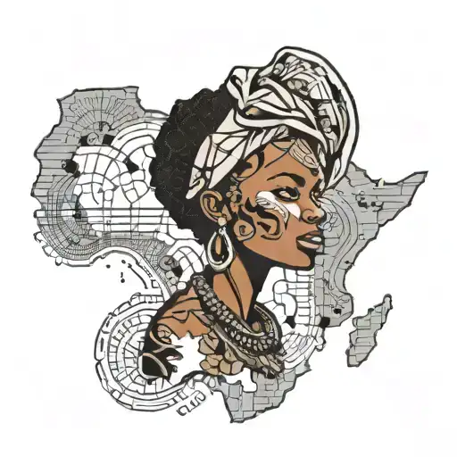 African Woman Inside Of An African Map Symbolizing