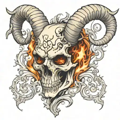 Rams Head Skull Fractal Burning