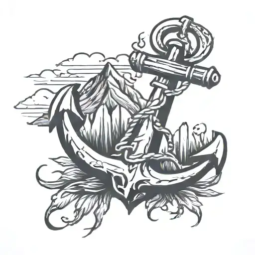 Anchor With Mountains Inside