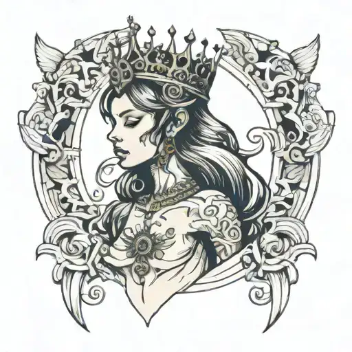 Meca Girl Witha Crown And Her Body Riped In Half