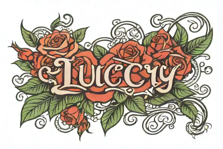 Lucy Name Written With Rose