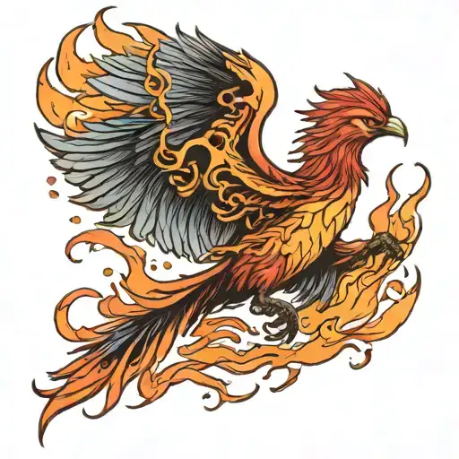 Flame Phoenix Falling Ash